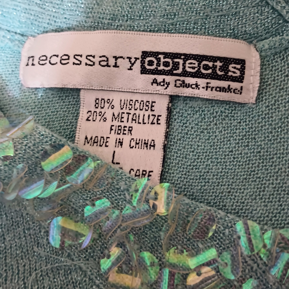Vintage Necessary Objects Teal Sleeveless Blouse Size L ✨ - Picture 3 of 9